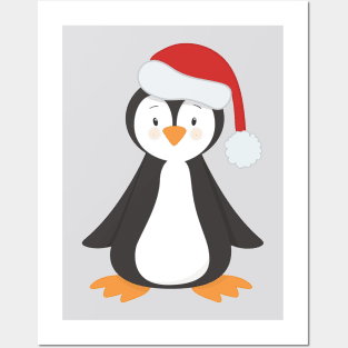 Cute Penguin, Baby Penguin, Penguin With Santa Hat Posters and Art